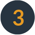 3 Orange number three in dark circle